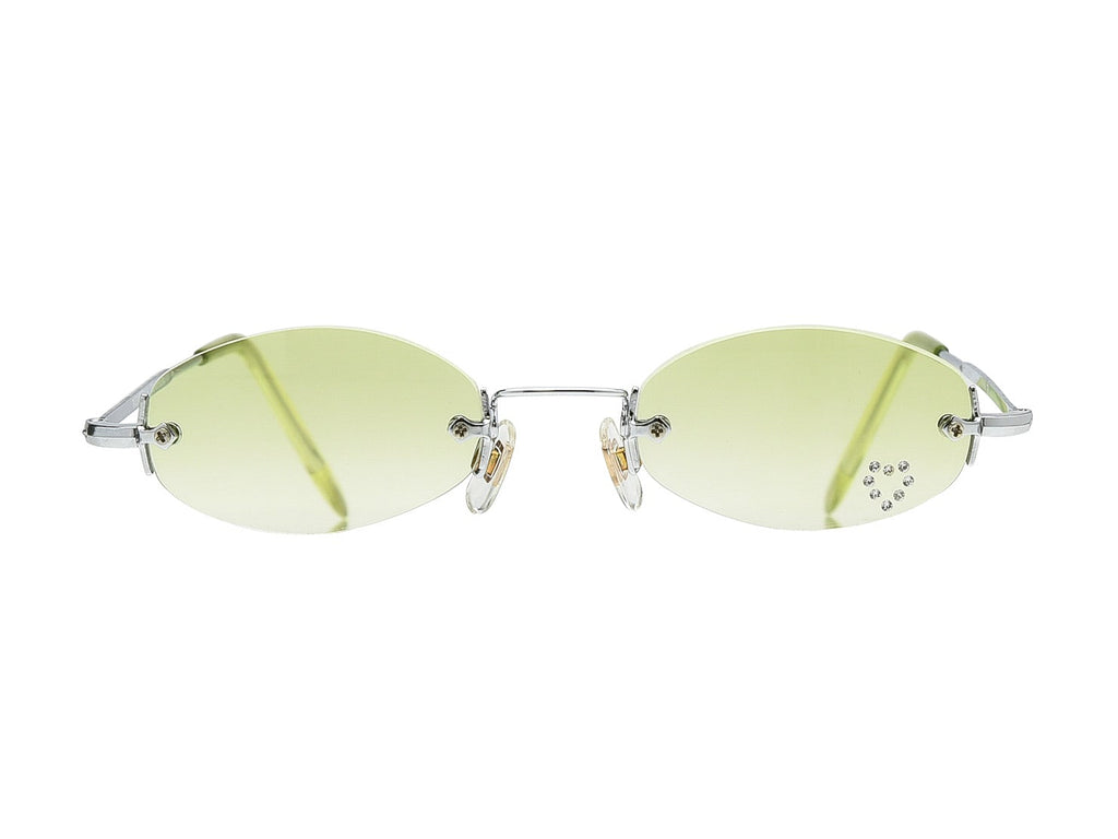 "Celeste" Y2k's Rhinestone Heart Rimless Micro Oval Sunglasses - Brillies