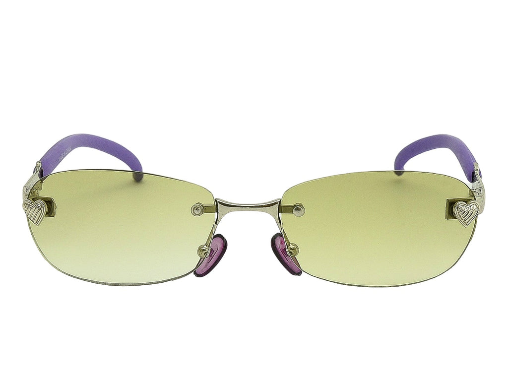 "Lizzie" Neon Green Y2K Rimless Sunglasses - Brillies